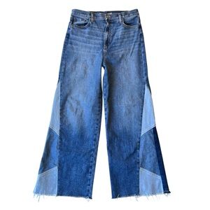 Joes Jeans Wide leg Patchwork 32 x 30 High rise waist Raw edge fray Womens